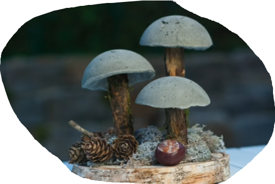 Herbst-Deko aus Beton: Pilze 